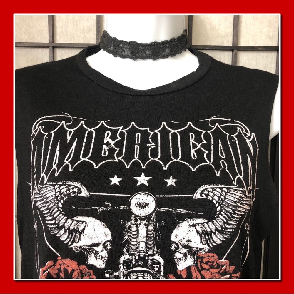 EUC American Motorcycle Black Sleeveless T Shirt